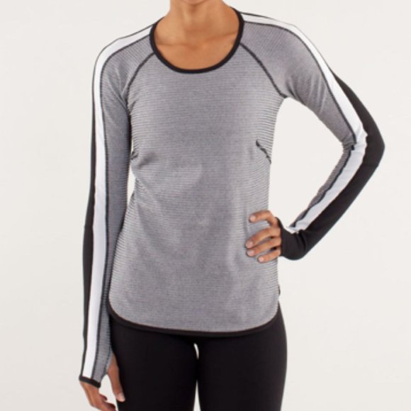 lululemon athletica Tops - Lululemon Runder Under Black and White Long Sleeve